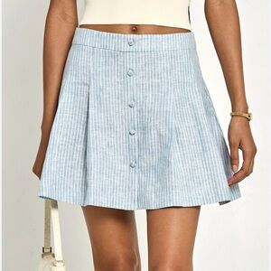 Kourt Hilda 100% Linen Blue Striped Women's Skirt